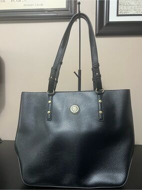 Anne Klein Black Tote with Gold Accents